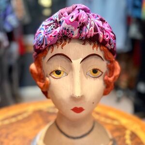 Lilly Pulitzer‎ Headband Knotted Fabric Pink Burgundy Blue Floral Silk Print